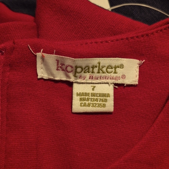 KC Parker by Hartstrings girls size 7, red & blue dress, back zipper, NWT - Picture 5 of 7